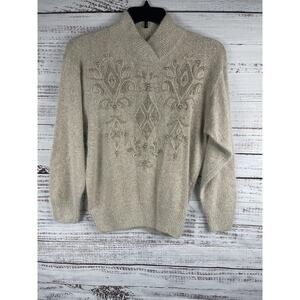 Vintage IB Diffusion Sweater Women's SZ M Silk Angora Beaded Embroidered 90s